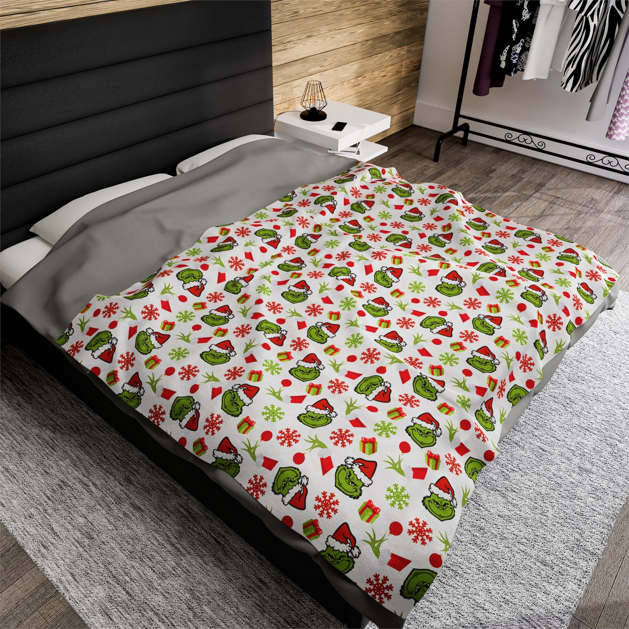 The Grinch- Velveteen Plush Blanket by CuddleLux Bliss - Creations by Chris and Carlos
